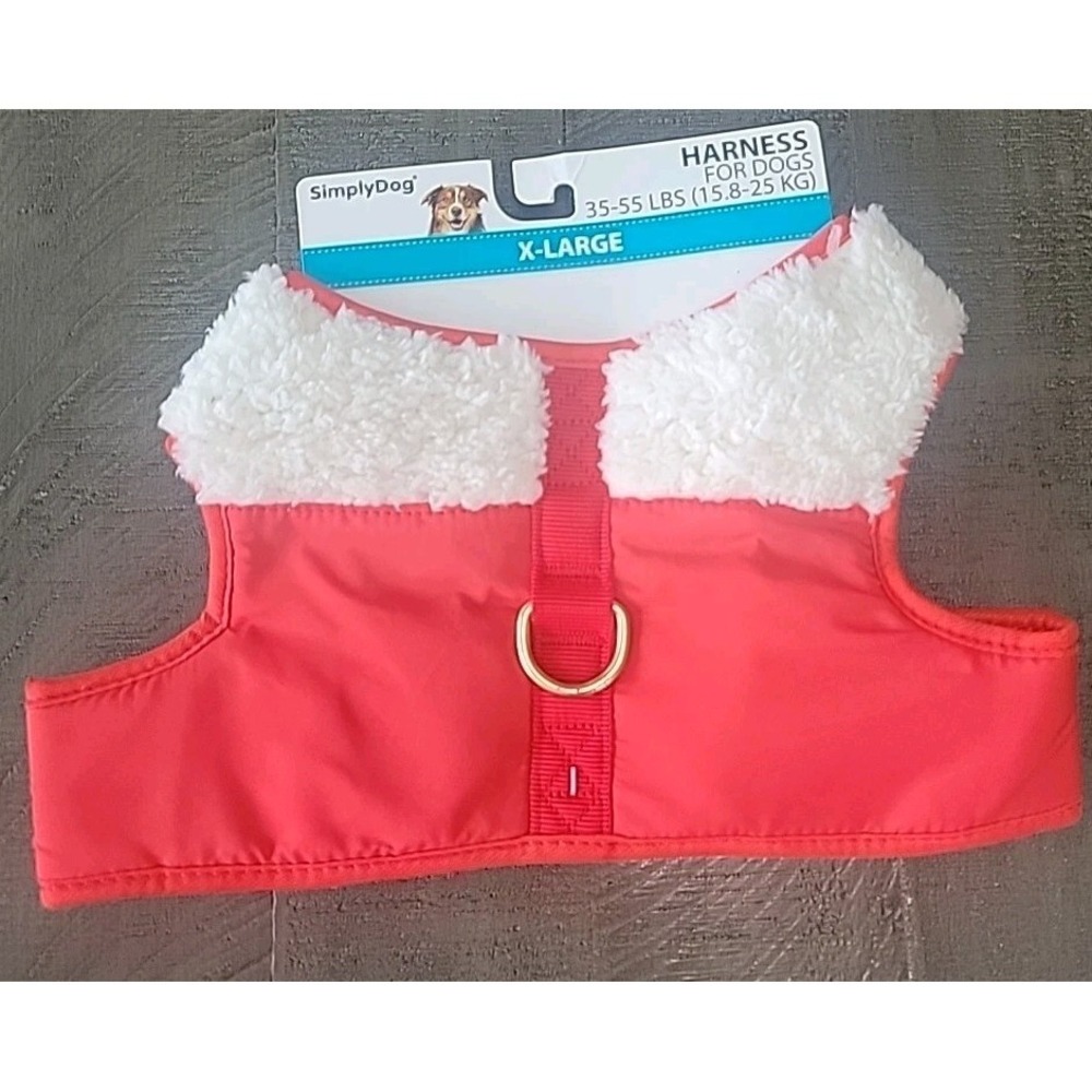 SimplyDog‎ Dog Pet Harness Red & White Size L 21-24in Girth 20-40 Lbs Santa Vest